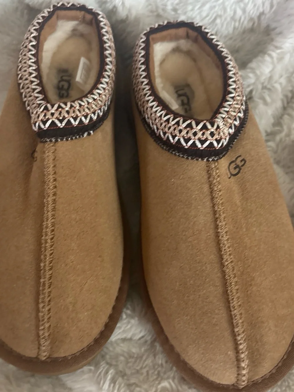 UGG Chestnut and Cream Shearling-Lined Slip-On
